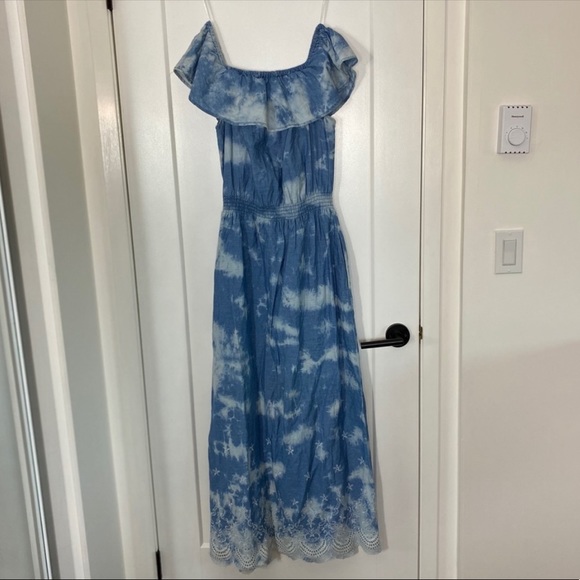 Max Jeans Dresses & Skirts - Max Jeans off the shoulder tie dye maxi dress blue